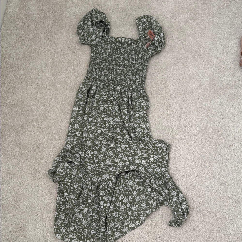 Inspire Black and White Smocked Sundress with Bishop Sleeves